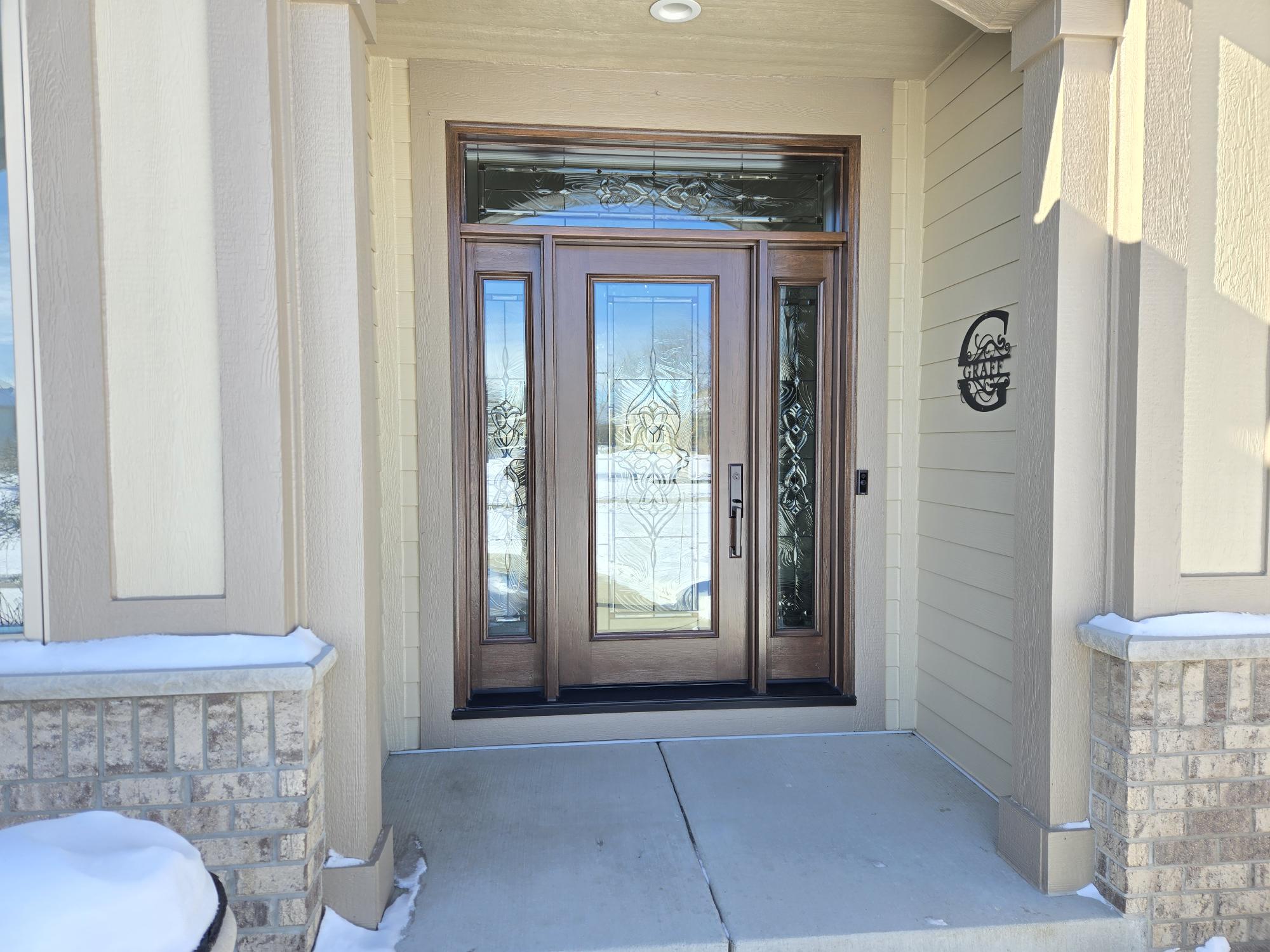 newly installed wooden door